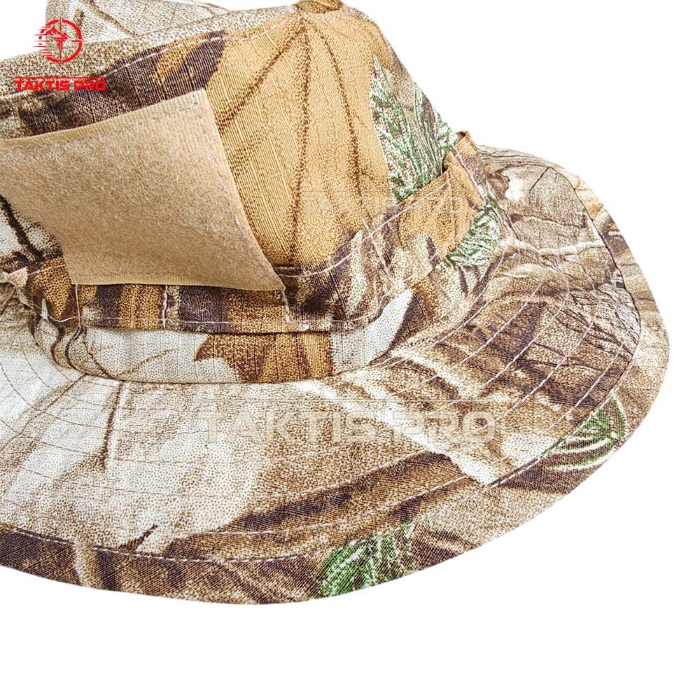 detail motif luar topi berburu motif real tree taktis pro