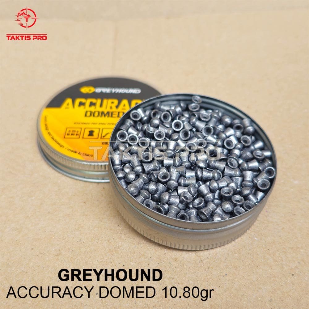 foto kaleng terbuka menunjukan detail mimis senapan angin greyhound accuracy domed 10.80 grain