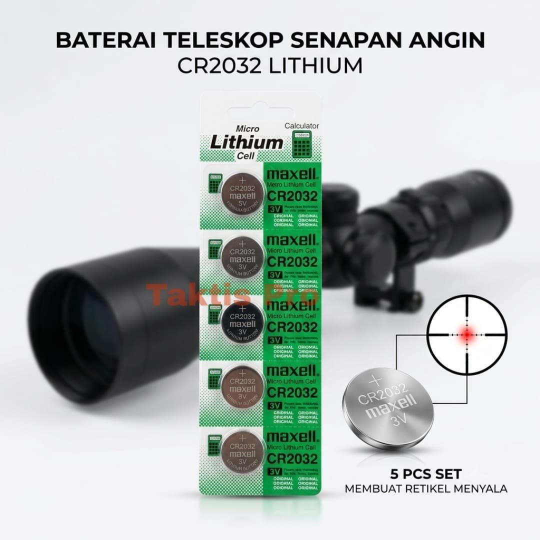 Baterai Teleskop Senapan Angin CR 2032 - Isi 5 Pcs